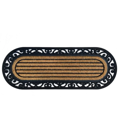 Πατάκι Κοκοφοίνικα Λάστιχο Κάγκελο Ριγέ Oval 45x120 cm