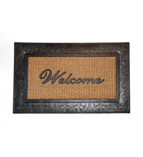 Πατάκι Κοκοφοίνικα Λάστιχο Κάγκελο ‘Welcome’ 45x75cm