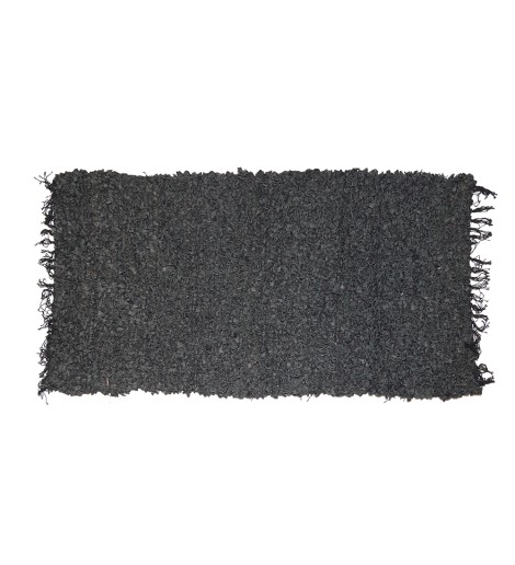 Δερμάτινο Χαλάκι Μαύρο Cutpile 70x140cm Δερμάτινο Χαλάκι Μαύρο Cutpile 70x140cm