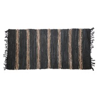 Δερμάτινη Κουρελού Μαύρη-Καφέ-jute 70x140cm