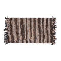 Δερμάτινη Κουρελού Ριγέ Camel-Μαύρο 60x110cm