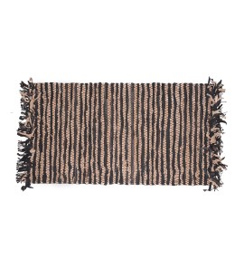 Δερμάτινη Κουρελού Ριγέ Camel-Μαύρο 60x110cm